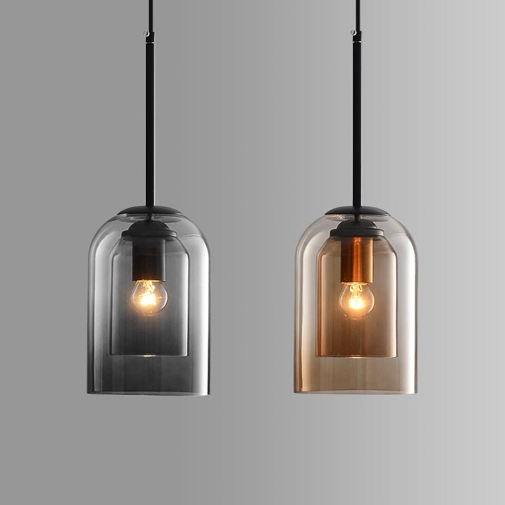 Lampa wisząca Mica w stylu mid-century z podwójnym szkłem