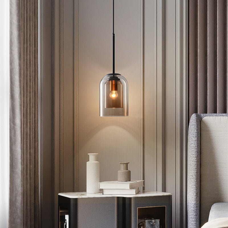 Lampa wisząca Mica w stylu mid-century z podwójnym szkłem