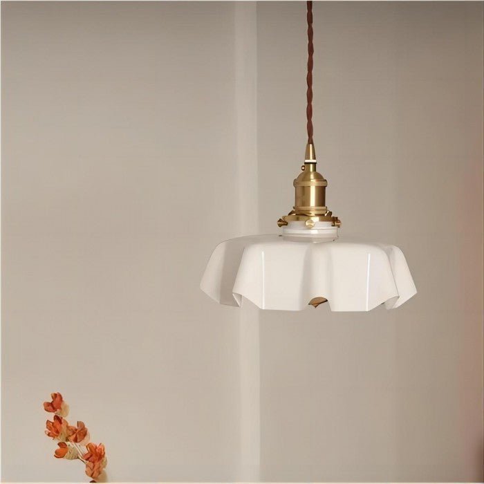 Retro Szklana Lampa Wisząca w Kształcie Kwiatu