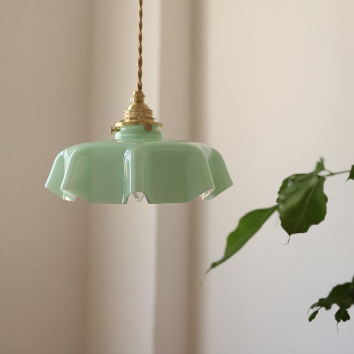Retro Szklana Lampa Wisząca w Kształcie Kwiatu