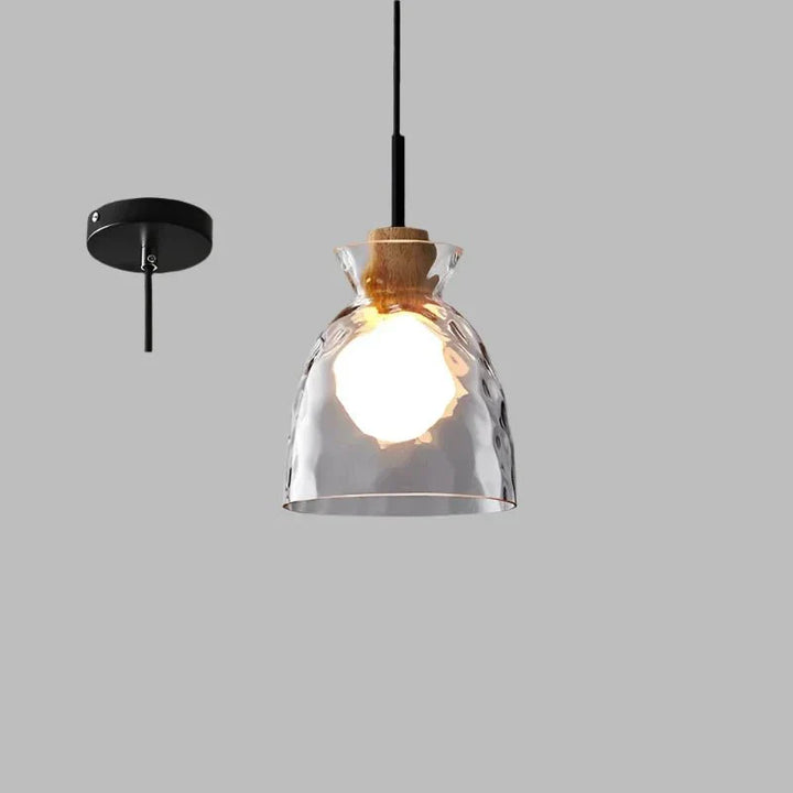 Lampa wisząca Art Ripple szklana lampa wisząca z drewna