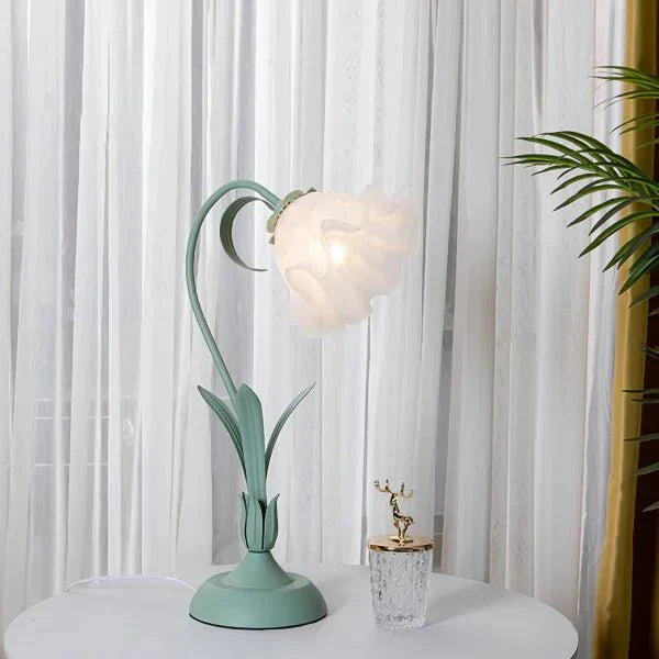 Vintage regulowana lampa stołowa w kształcie kwiatu