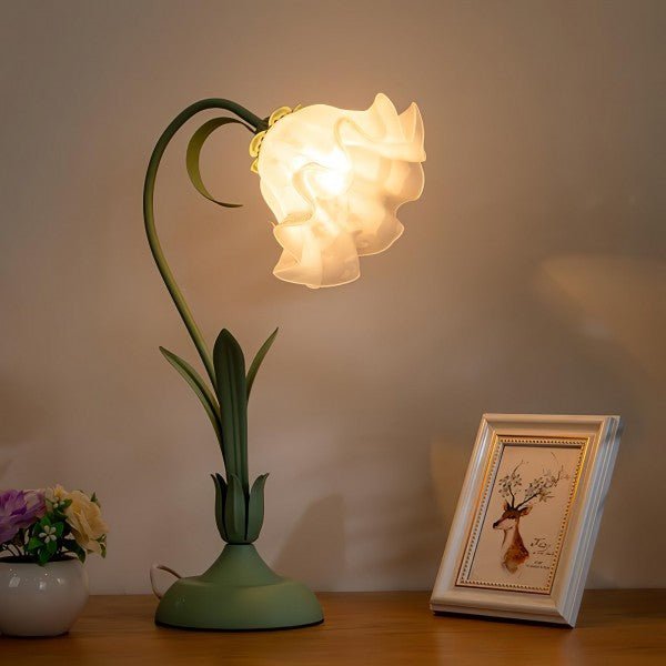 Vintage regulowana lampa stołowa w kształcie kwiatu