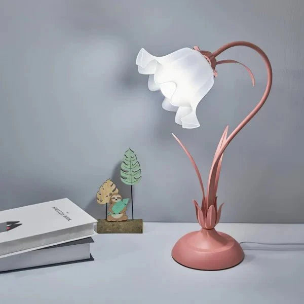 Vintage regulowana lampa stołowa w kształcie kwiatu