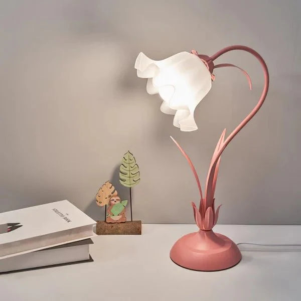 Vintage regulowana lampa stołowa w kształcie kwiatu