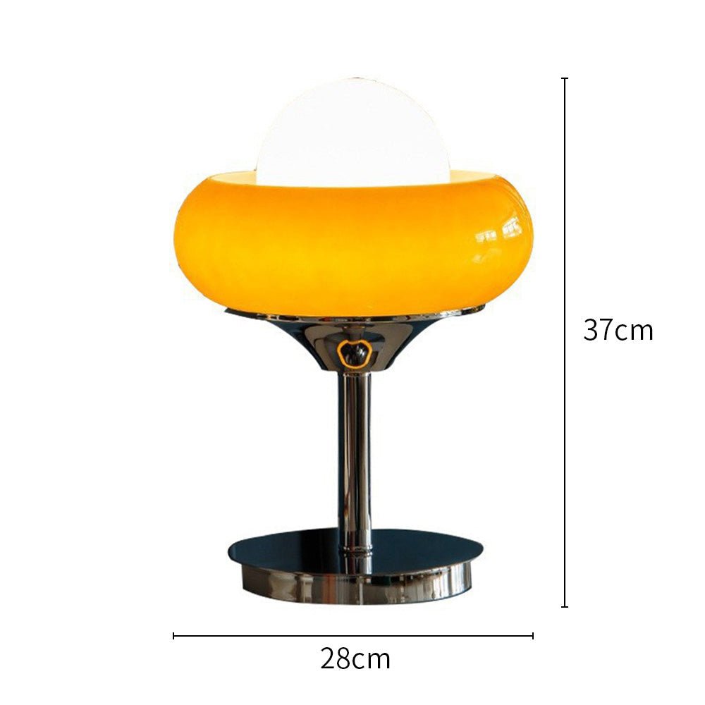 Vintage Bauhaus szklana żółta lampa stołowa