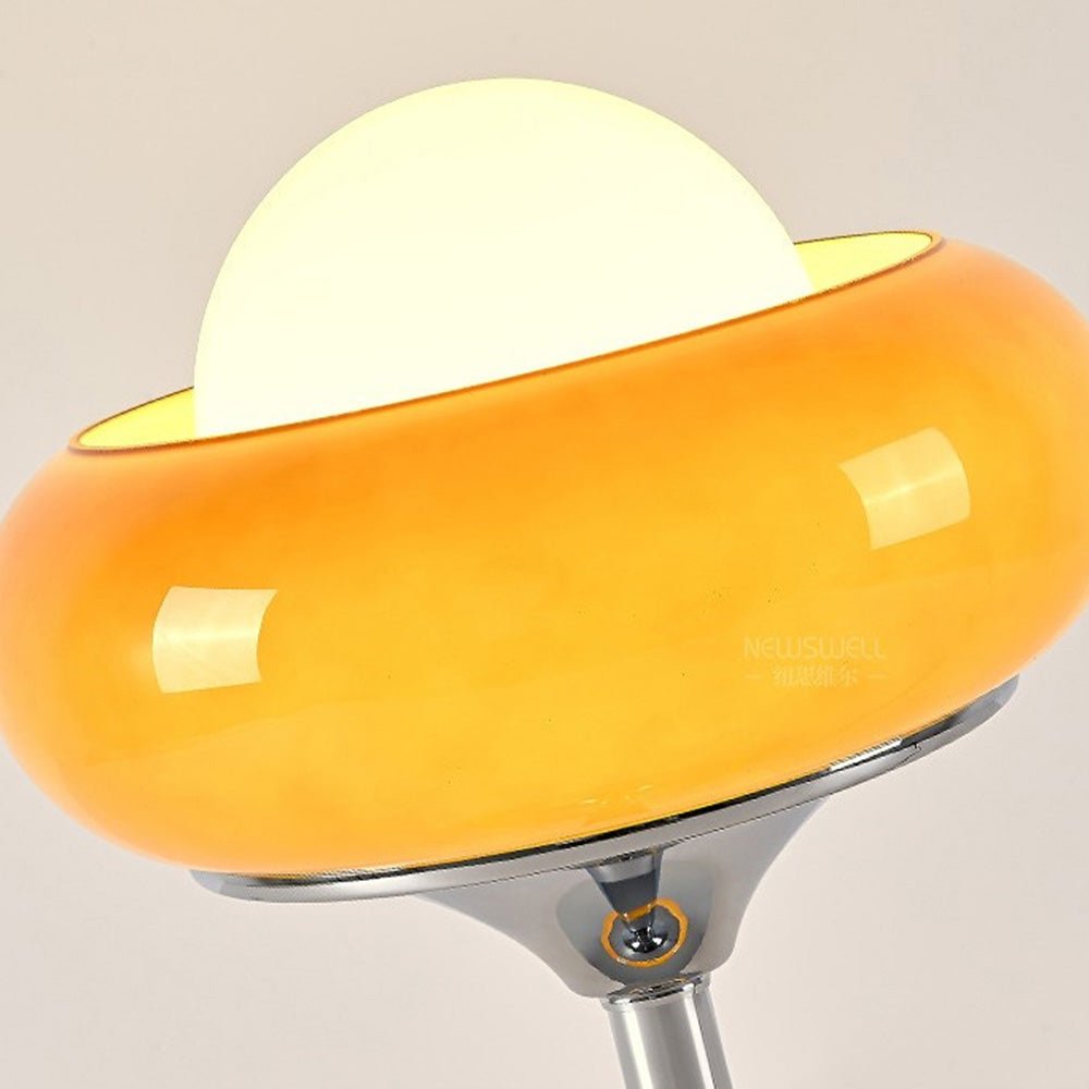 Vintage Bauhaus szklana żółta lampa stołowa
