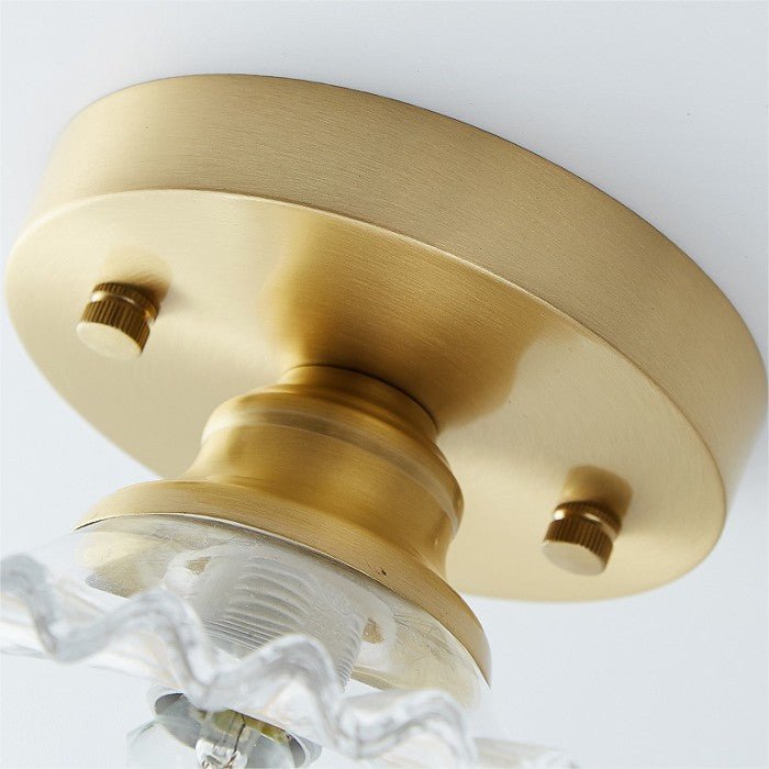 Vintage przezroczysta szklana żebrowana lampa sufitowa