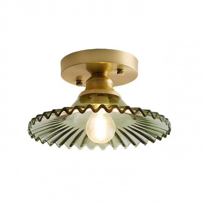 Vintage przezroczysta szklana żebrowana lampa sufitowa