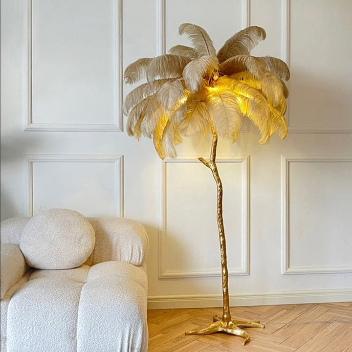 Lampa Podłogowa z Piór Strusich Nordic