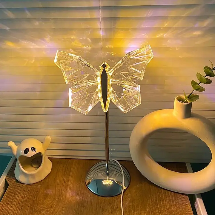 Lampa Stołowa Kryształowa Motyl